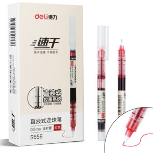 得力S856直液式走珠笔 全针管 0.5MM(红)(支)
