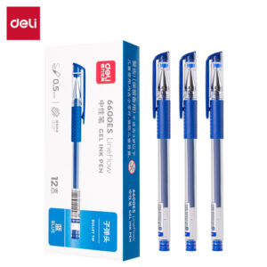 得力6600ES按帽中性笔0.5mm子弹头(蓝)(支)