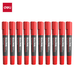 得力S555大双头记号笔(红)(支)