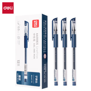 得力6600ES按帽中性笔0.5mm子弹头(墨蓝)(支)