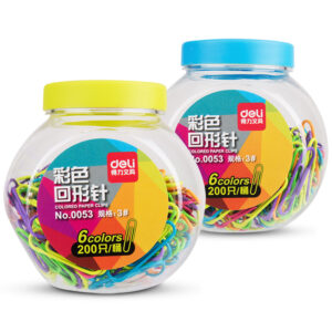 得力0053彩色回形针(200只/桶)(混)