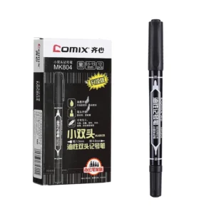 齐心MK804 2.0-0.5MM 小双头记号笔(黑)(支)