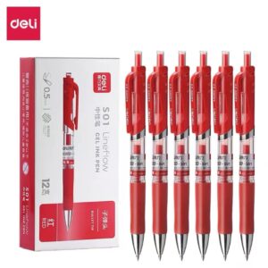 得力S01按动中性笔0.5mm弹簧头(红)(支)
