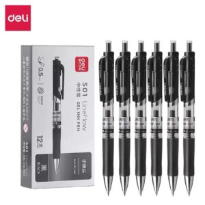 得力S01按帽中性笔0.5mm弹簧头(黑)(支)