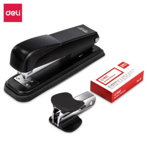 得力0359订书机起钉器订书钉办公组合套装(黑)