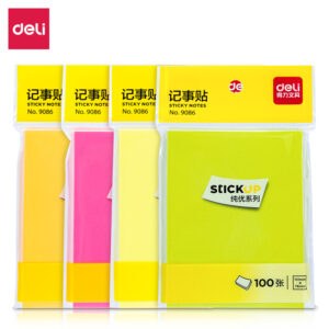 得力9086纯优荧光记事贴76*101mm100张(混)(袋)