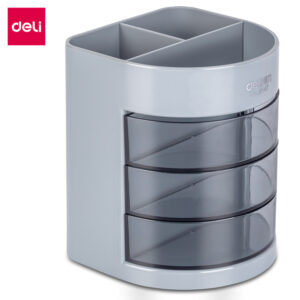 得力9147三层多功能笔筒(灰)