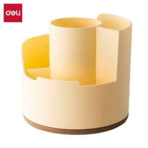 得力PK414分格旋转笔筒(黄色)(个)