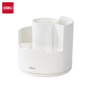 得力PK414分格旋转笔筒(白色)(个)