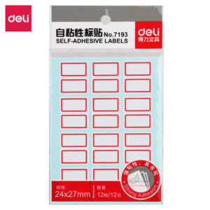 得力7193自粘性标贴(红色带框)(24*27mm)(本)
