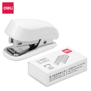 得力0255迷你订书机套装(白色)(1订书机+1订书钉/卡)