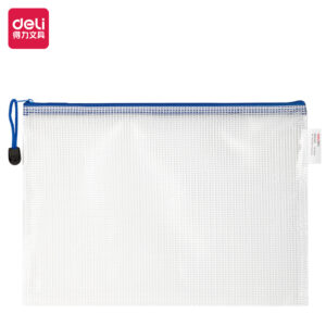 得力5654_A4_PVC透明网格拉链袋(蓝)(个)