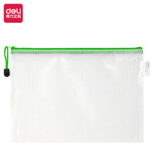 得力5654_A4_PVC透明网格拉链袋(绿)(个)
