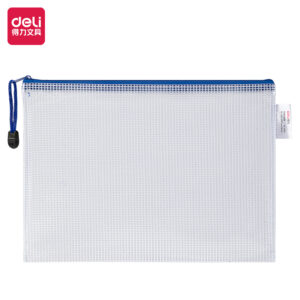 得力5656_A5_PVC透明网格拉链袋(蓝)(个)