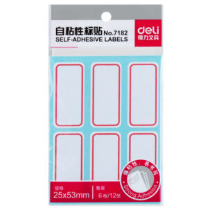 得力7182自粘性标贴(红色带框)(25*53mm)(本)