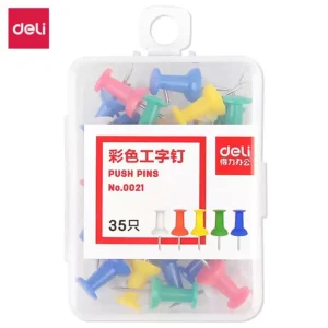 得力0021彩色工字钉(混)(35枚/盒)