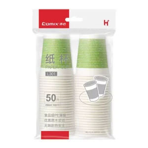 齐心 健康纸杯 L301 9安 250ML 50只/袋 白色