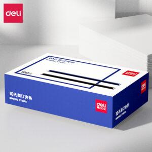 得力3824-10孔装订夹条(黑)300*3mm(100支/盒)
